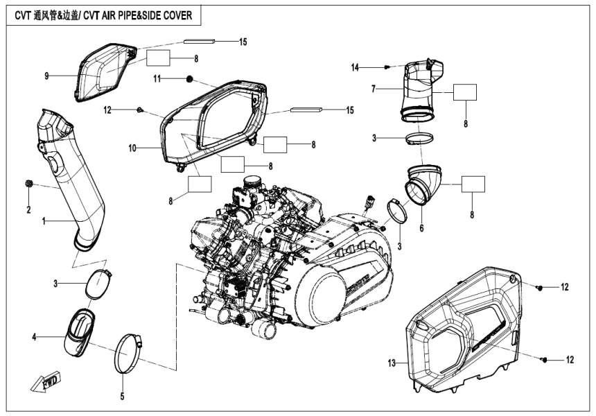 CVT AIR PIPE&SIDE COVER CF1000AZ-2-F00-2