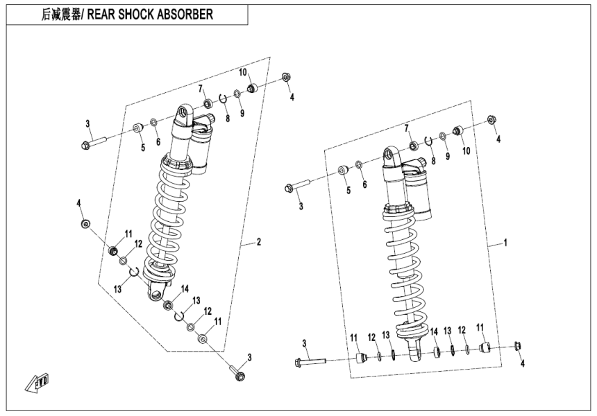 REAR SHOCK ABSORBER(GAS,YiTong) CF1000AZ-2-F06-2-B