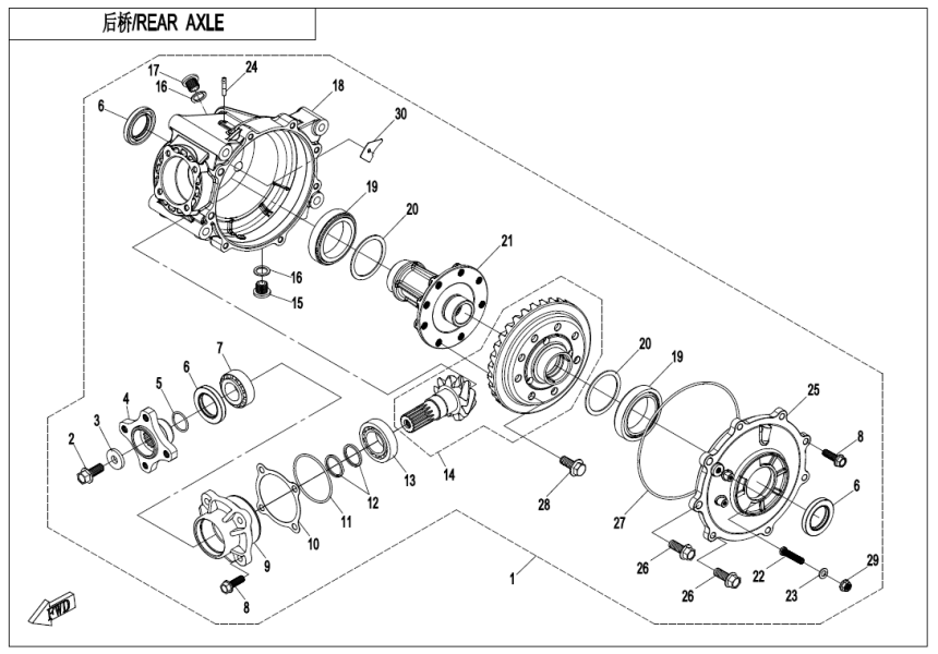 REAR AXLE(NO DIFFERENTIAL) Q860 Q860-330000-70001-F33-B