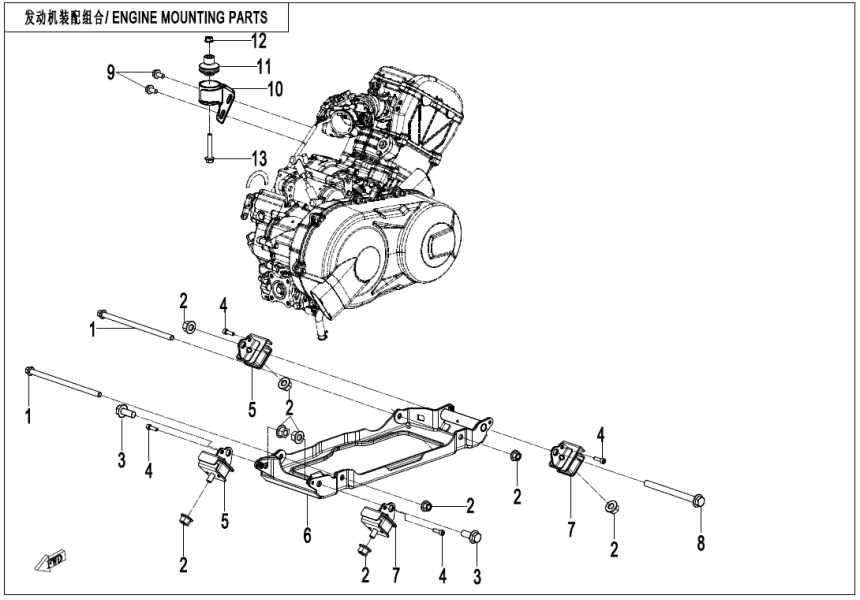 ENGINE MOUNTING PARTS CF400AZ-7L-F00-1