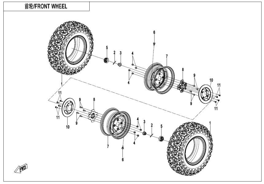 REAR WHEEL(STEEL) CF400AZ-7L-F11-B