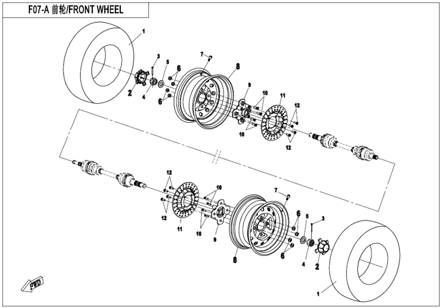 FRONT WHEEL CF500AU-6L-F07