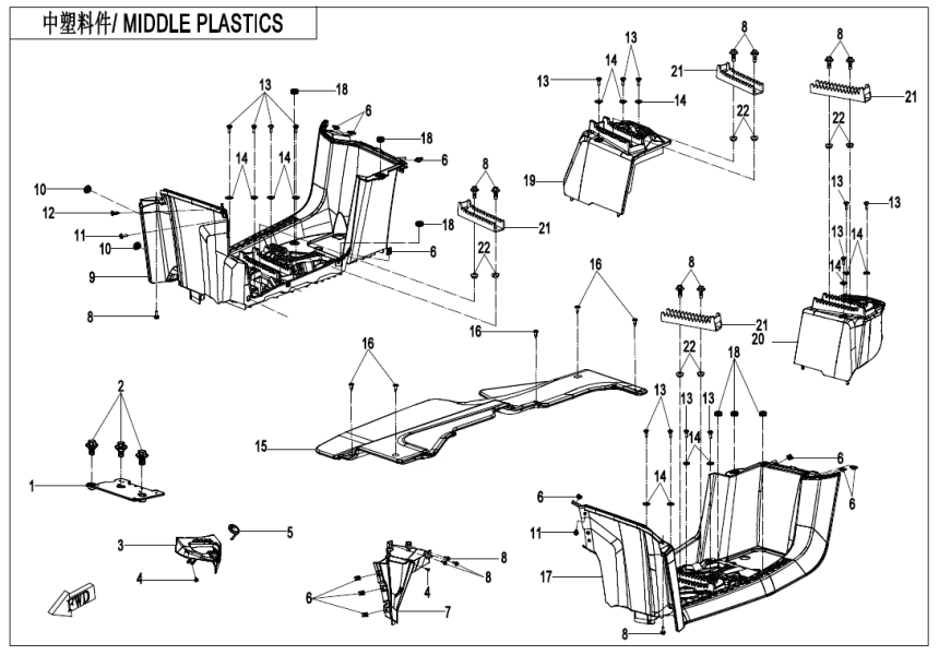 MIDDLE PLASTICS(WITH GEARSHIFT LOCK) CF600AU-3L-F04-3-A-V2