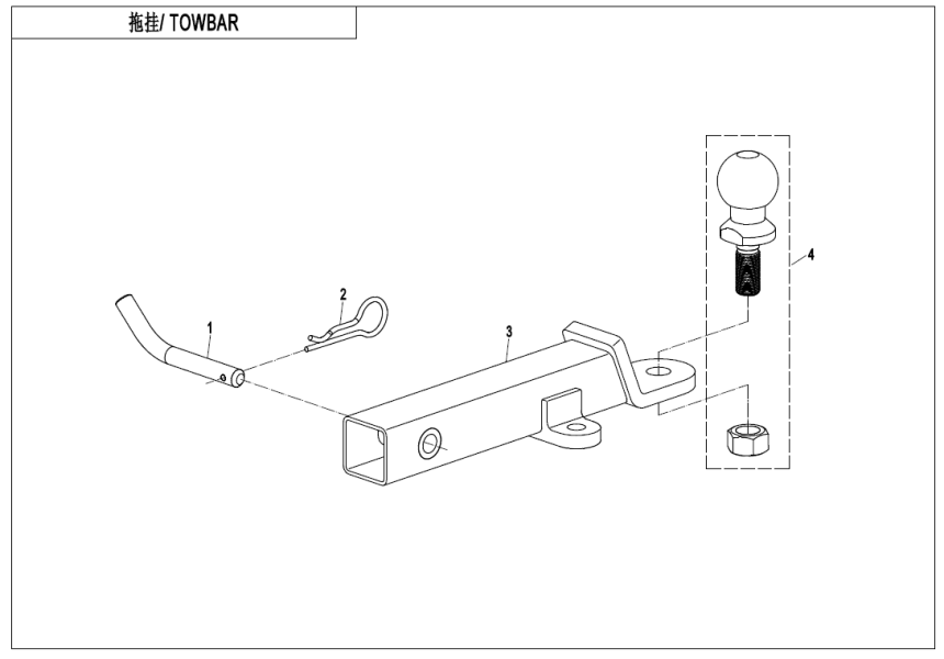 TOWBAR(LONG, PIN SHAFT CONNECTION ) CF600AU-3L-F40-A