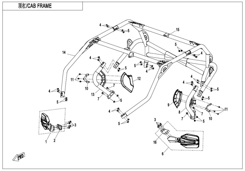 CAB FRAME(FOR 3-POINT SEAT BELT) CF1000SU-D-F23