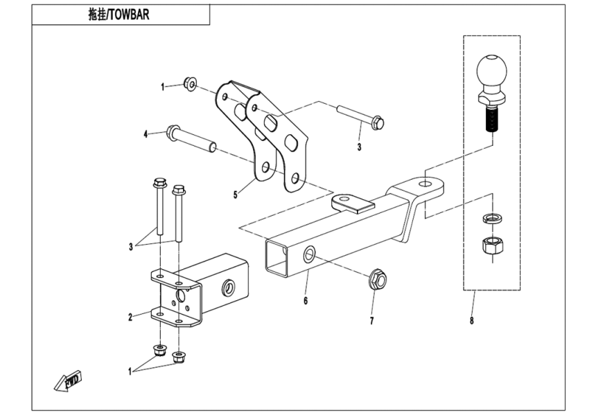 TOWBAR(BOLT CONNECTION) CF1000SU-D-F40