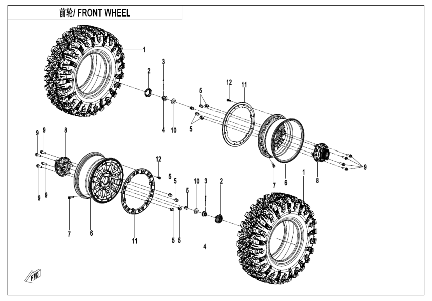 FRONT WHEEL(WITH LOCK RING) CF1000SZ-L-F07-B