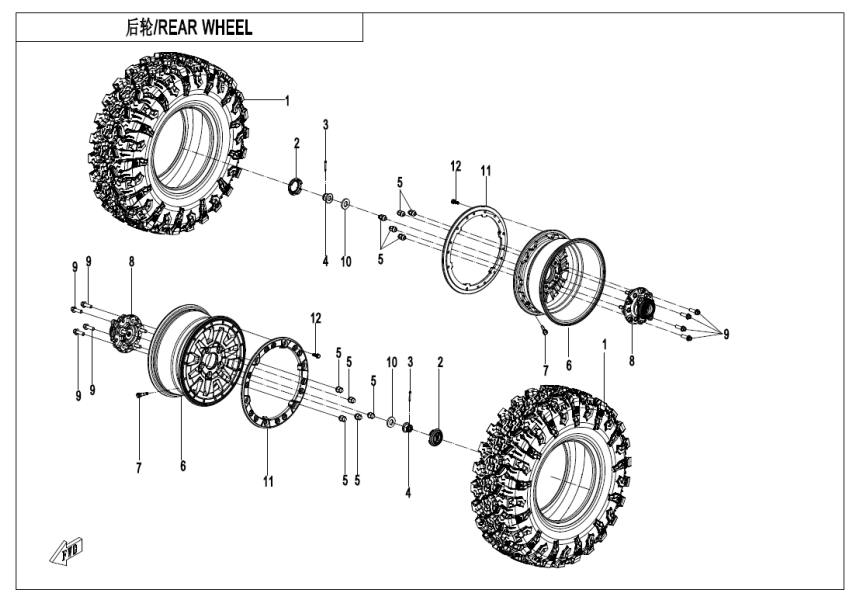 FRONT WHEEL(WITH LOCK RING) CF1000SZ-L-F11-B