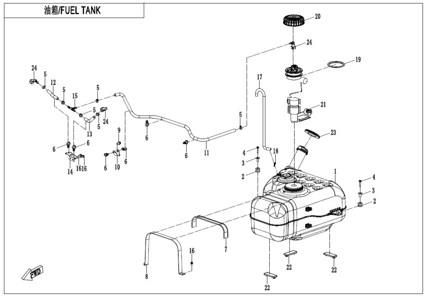 FUEL TANK(FOR NON FUEL EVAPORATION SYSTEM) CF1000UU-2-F12-B