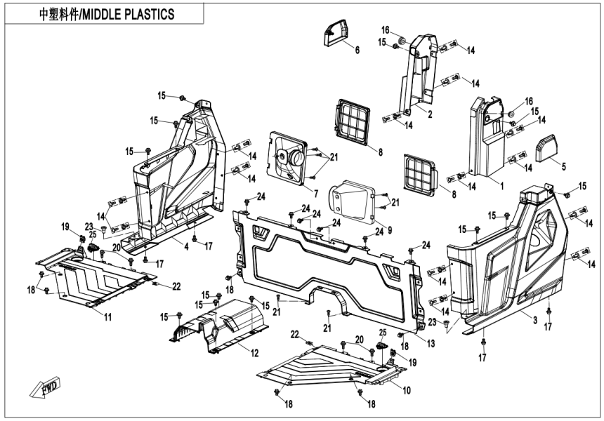 MIDDLE PLASTICS(FOR SIDE DOORS) CF1000UU-F04-3-A-V4