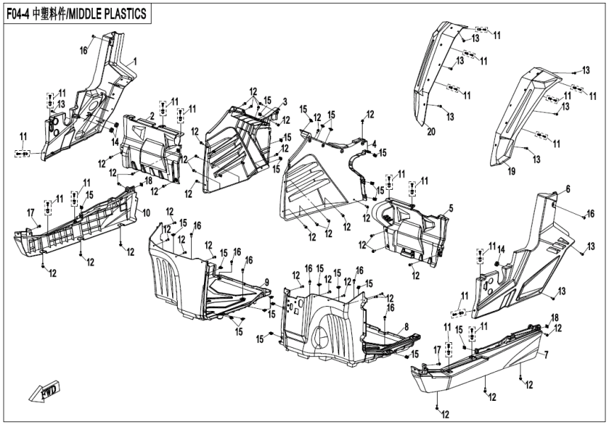 MIDDLE PLASTICS CF500UU-F04-4
