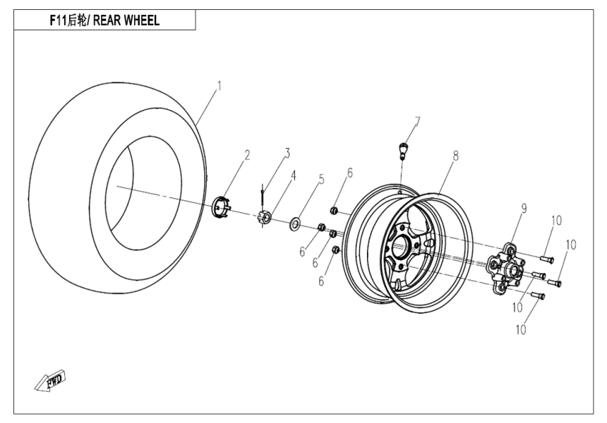 REAR WHEEL CF800UU-A-F11