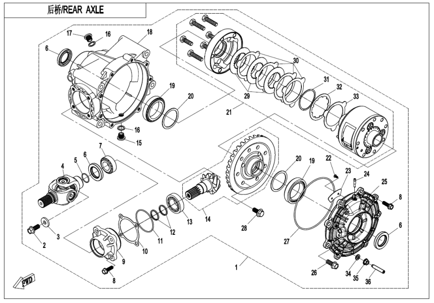 REAR AXLE(AUTOMATIC DIFFERENTIAL LOCK) Q860-330000-10002-F33-A-V3-OK