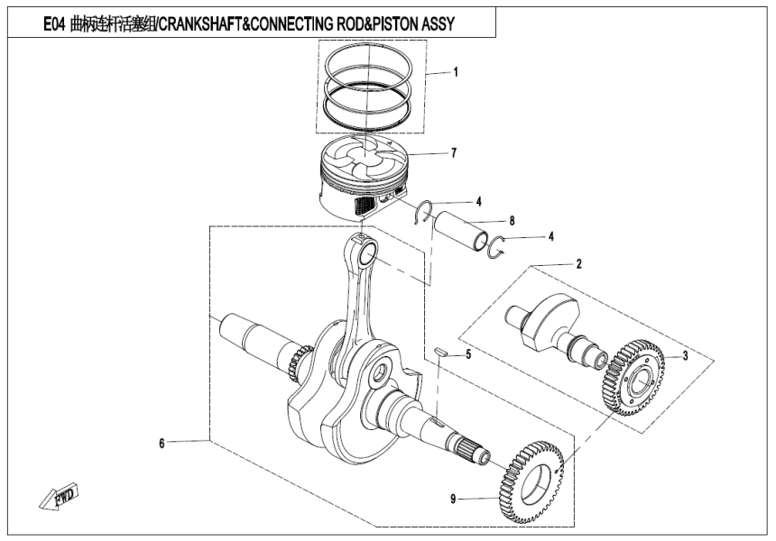 CRANKSHAFT, PISTON, BALANCER