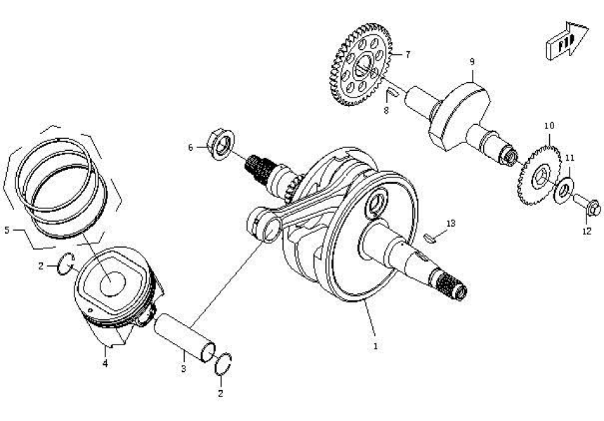 CRANKSHAFT, PISTON, BALANCER