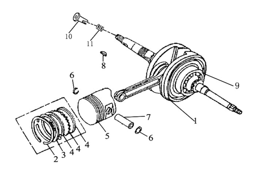 PISTON, CONNECTING ROD AND CRANKSHAFT COMP