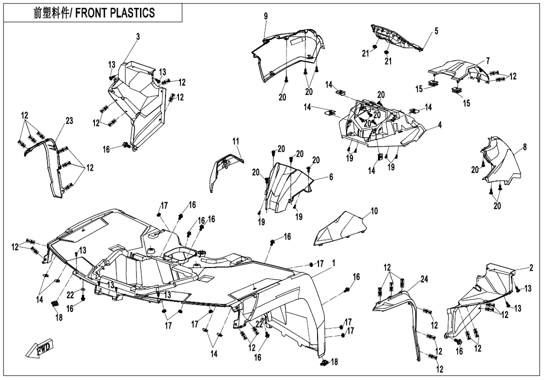 FRONT PLASTICS CF1000AU-F04-2