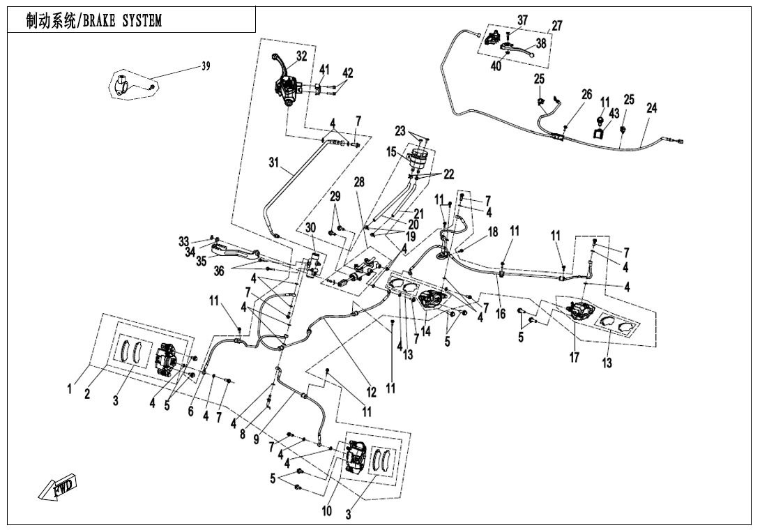 BRAKE SYSTEM-LH, PARKING CF1000AU-F08-A