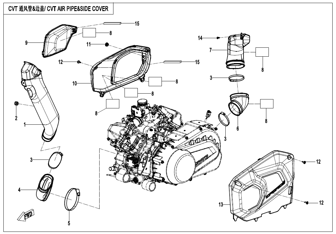 CVT AIR PIPE&SIDE COVER CF1000AZ-2-F00-2
