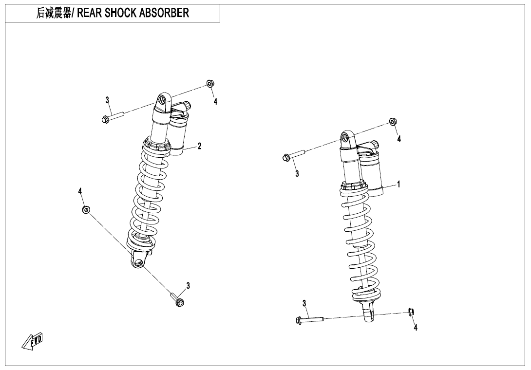 REAR SHOCK ABSORBER(GAS ,YuAn) CF1000AZ-2-F06-2-A