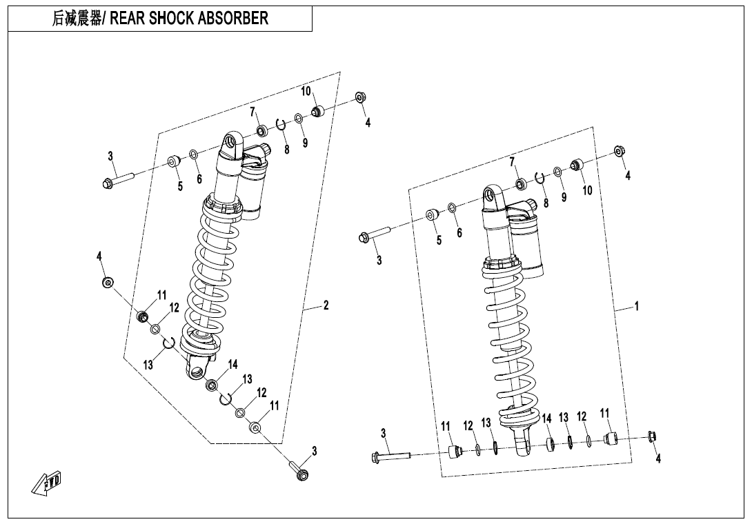 REAR SHOCK ABSORBER(GAS,YiTong) CF1000AZ-2-F06-2-B