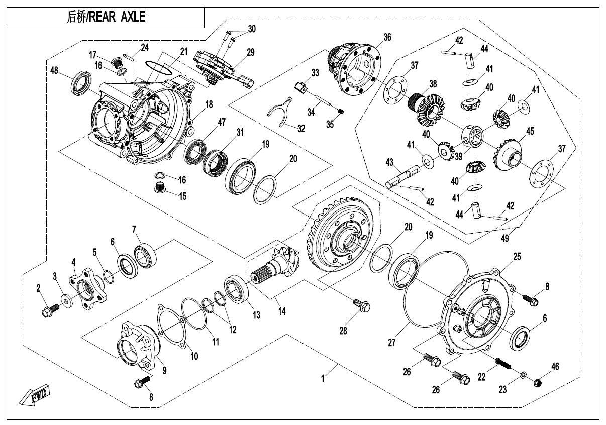REAR AXLE(ON CAMMAND) Q880 Q880-330000-00001-F33-A