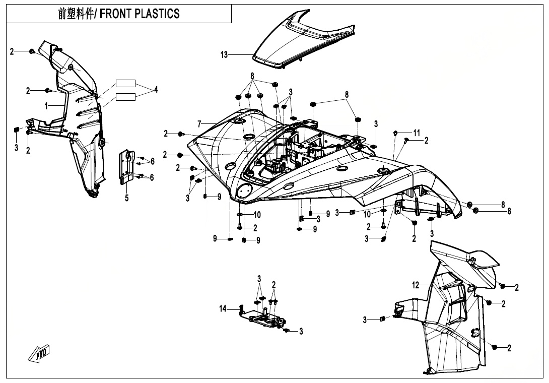 FRONT PLASTICS CF400AZ-3L-F04-2
