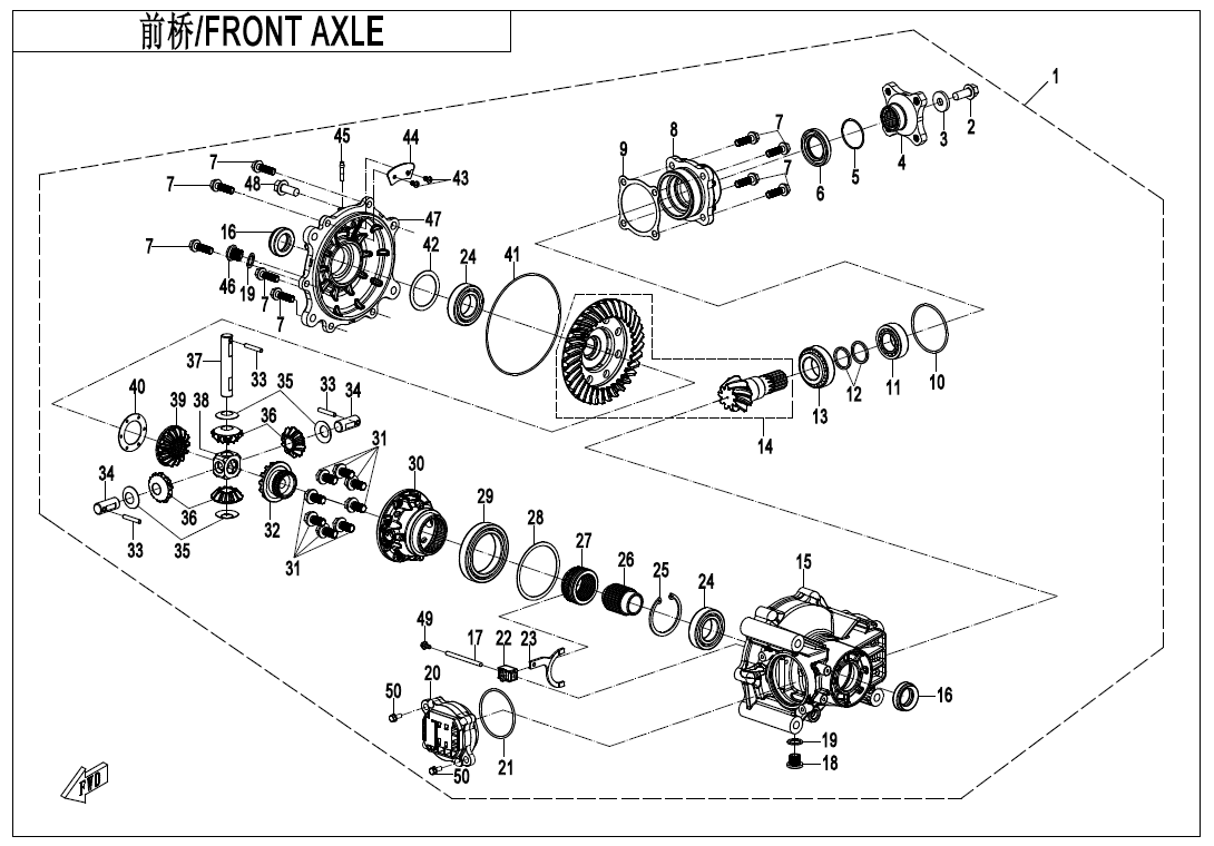 FRONT AXLE Q890 Q890-310000-50000-F31
