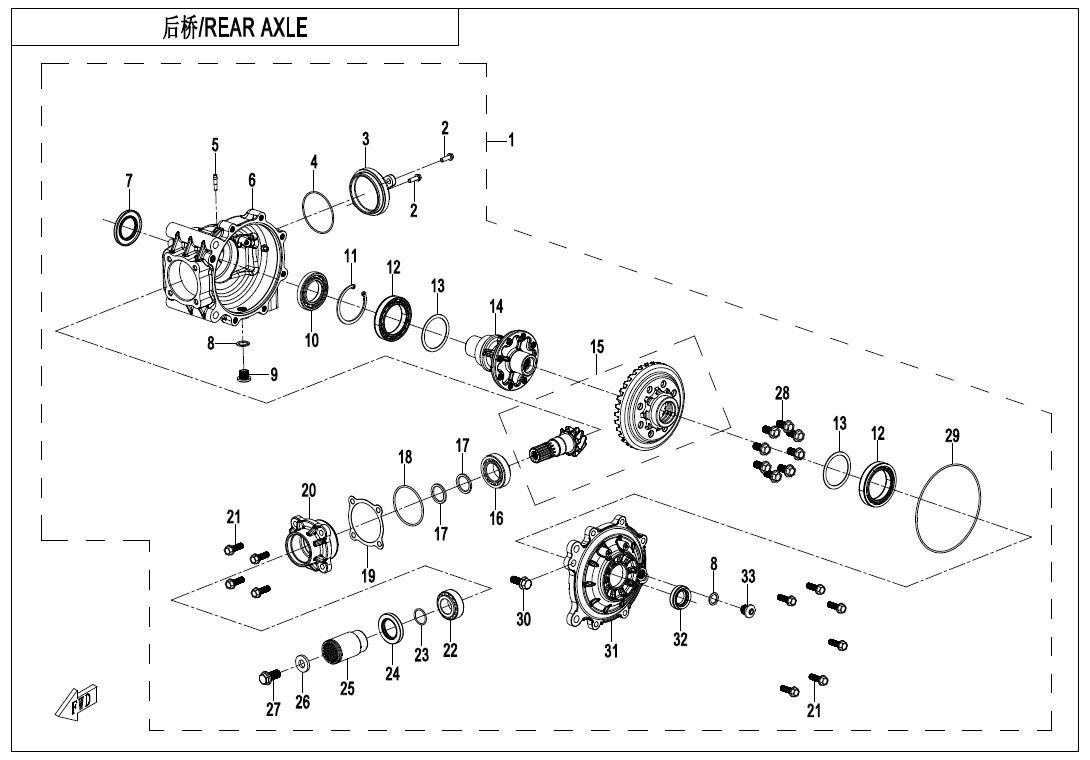 REAR AXLE(NO DIFFERENTIAL) Q821 Q821-330000-10001-F33-A