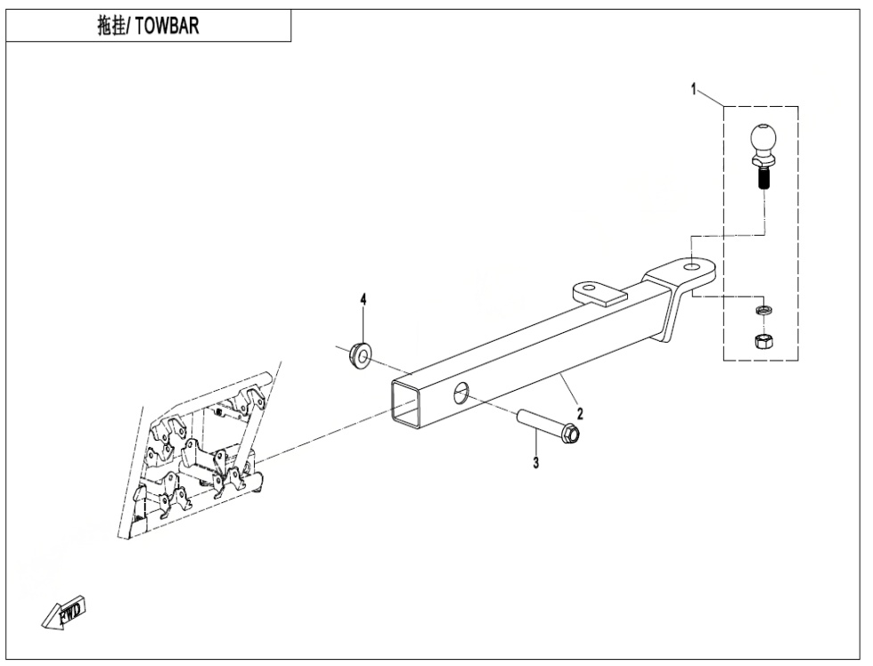 TOWBAR(LONG TUBE, BLOT CONNECTION) CF400AZ-7L-F40-B