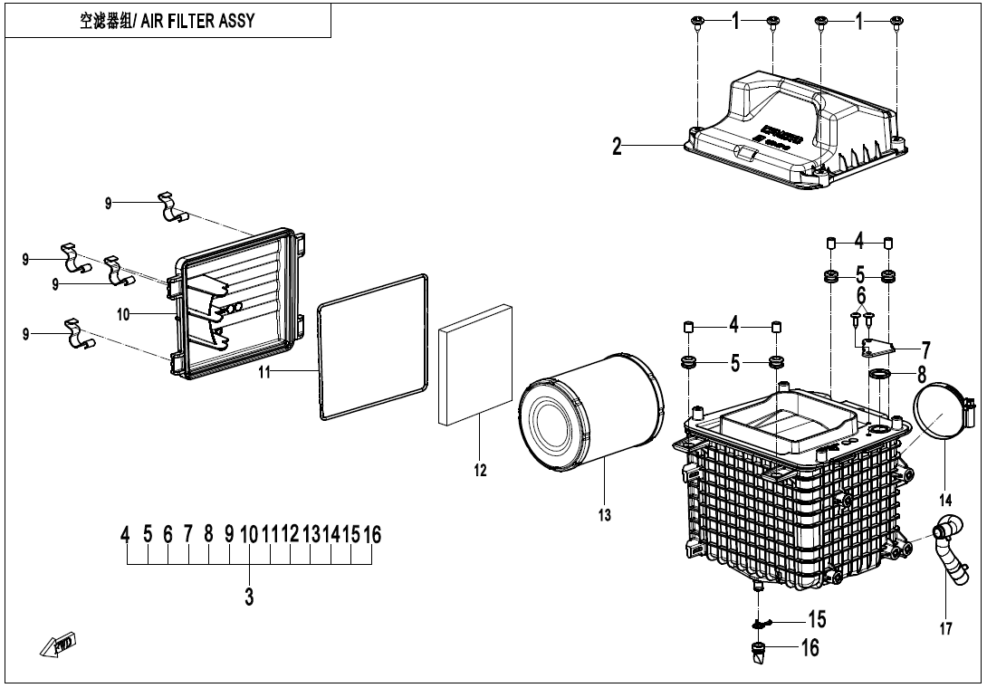 AIR FILTER ASSY CF500AZ-17L-F41