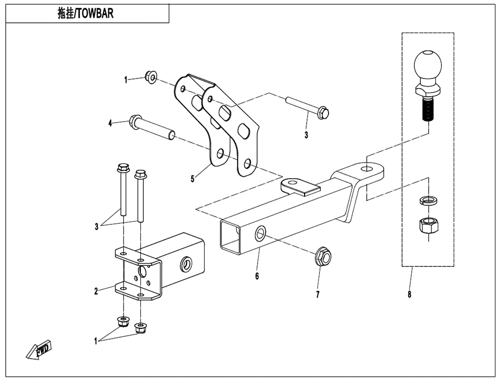 TOWBAR(BOLT CONNECTION) CF1000SU-D-F40