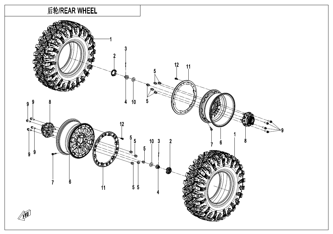 FRONT WHEEL(WITH LOCK RING) CF1000SZ-L-F11-B
