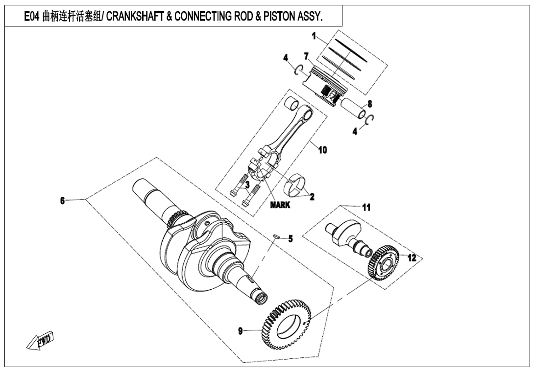 CRANKSHAFT, PISTON, BALANCER