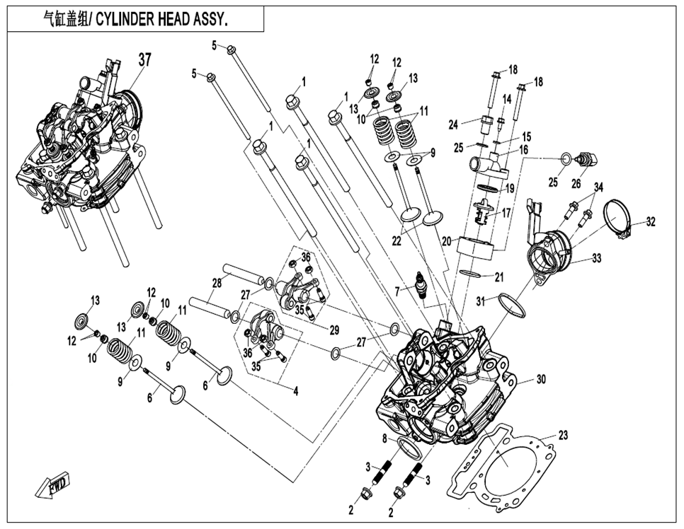 ATV CYLINDER HEAD ASSY ATV CYLINDER HEAD ASSY