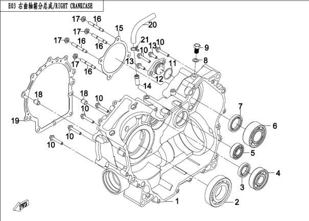 RIGHT CRANKCASE RIGHT CRANKCASE CF196S-C-E03