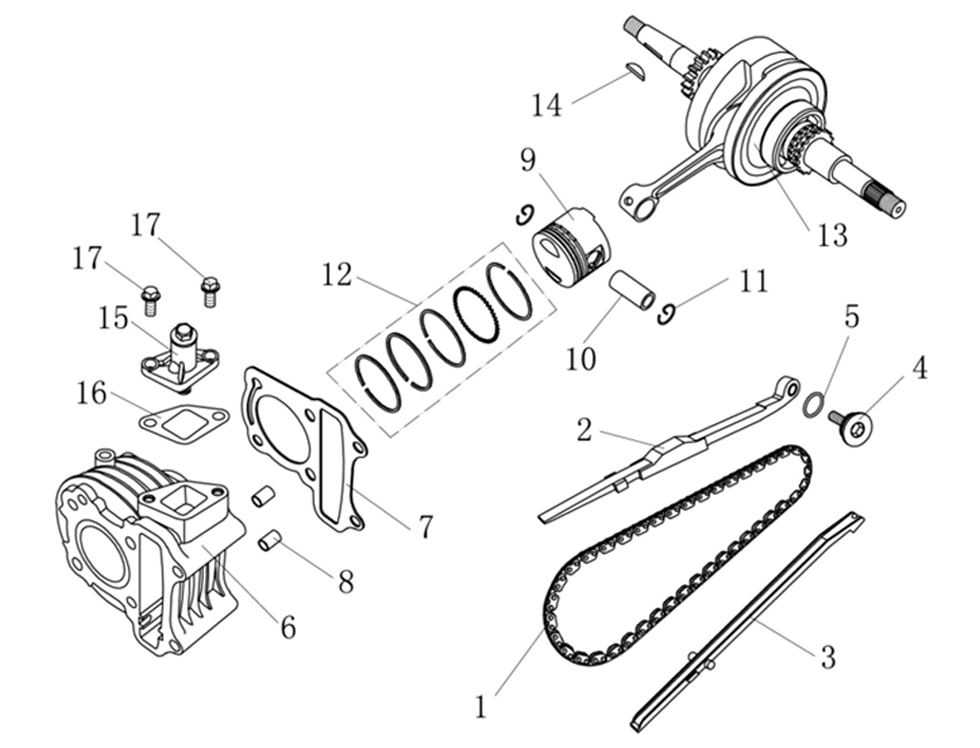 PISTON, CONNECTING ROD AND CRANKSHAFT COMP 1P39QMB-E03