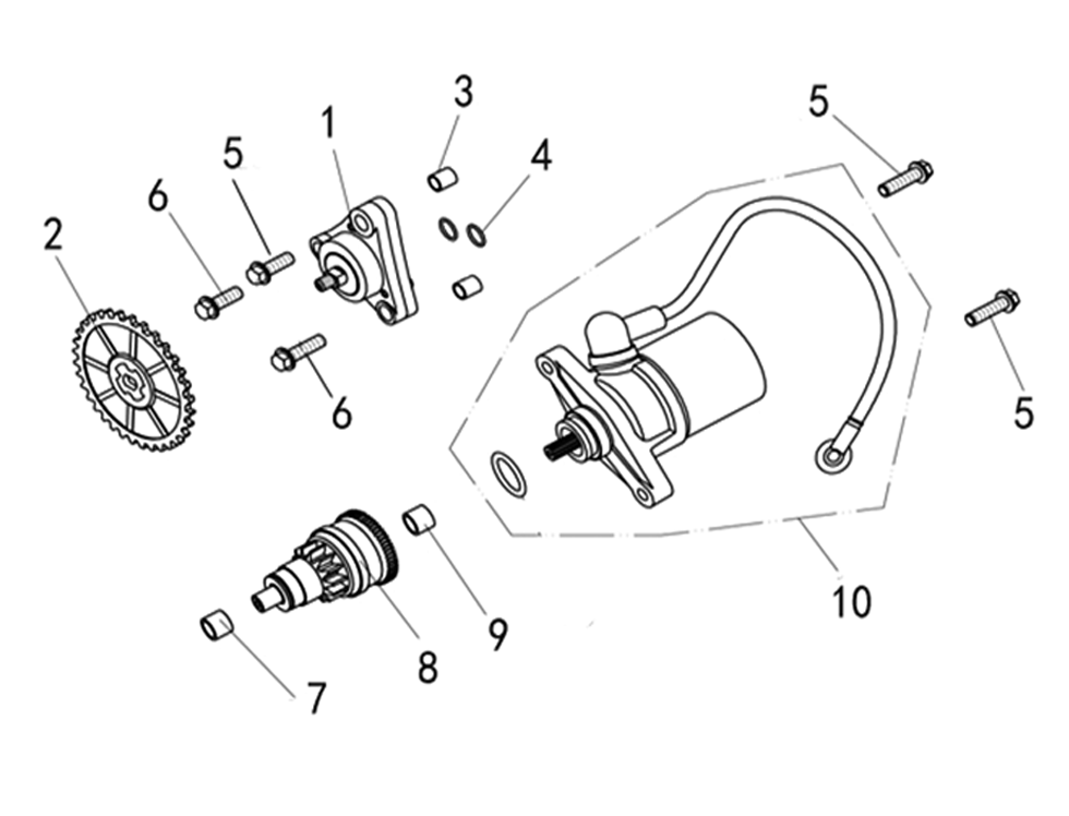 STARTING MOTOR & OIL PUMP 1P39QMB-E06