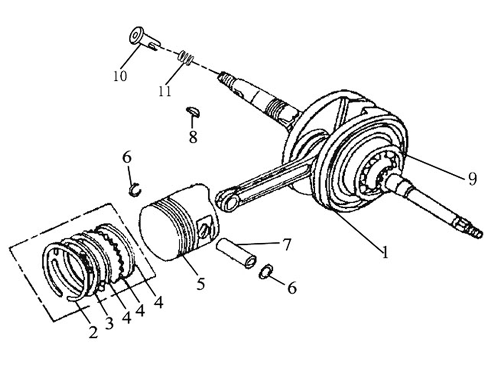 PISTON, CONNECTING ROD AND CRANKSHAFT COMP