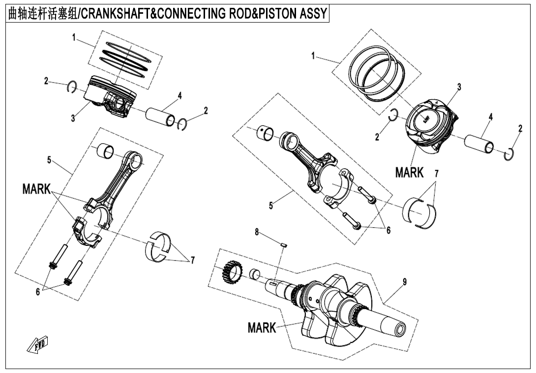 CRANKSHAFT、CONNECTING ROD、PISTON ASSY CRANKSHAFT、CONNECTING ROD、PISTON ASSY